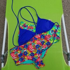 Two bikini bottoms and top